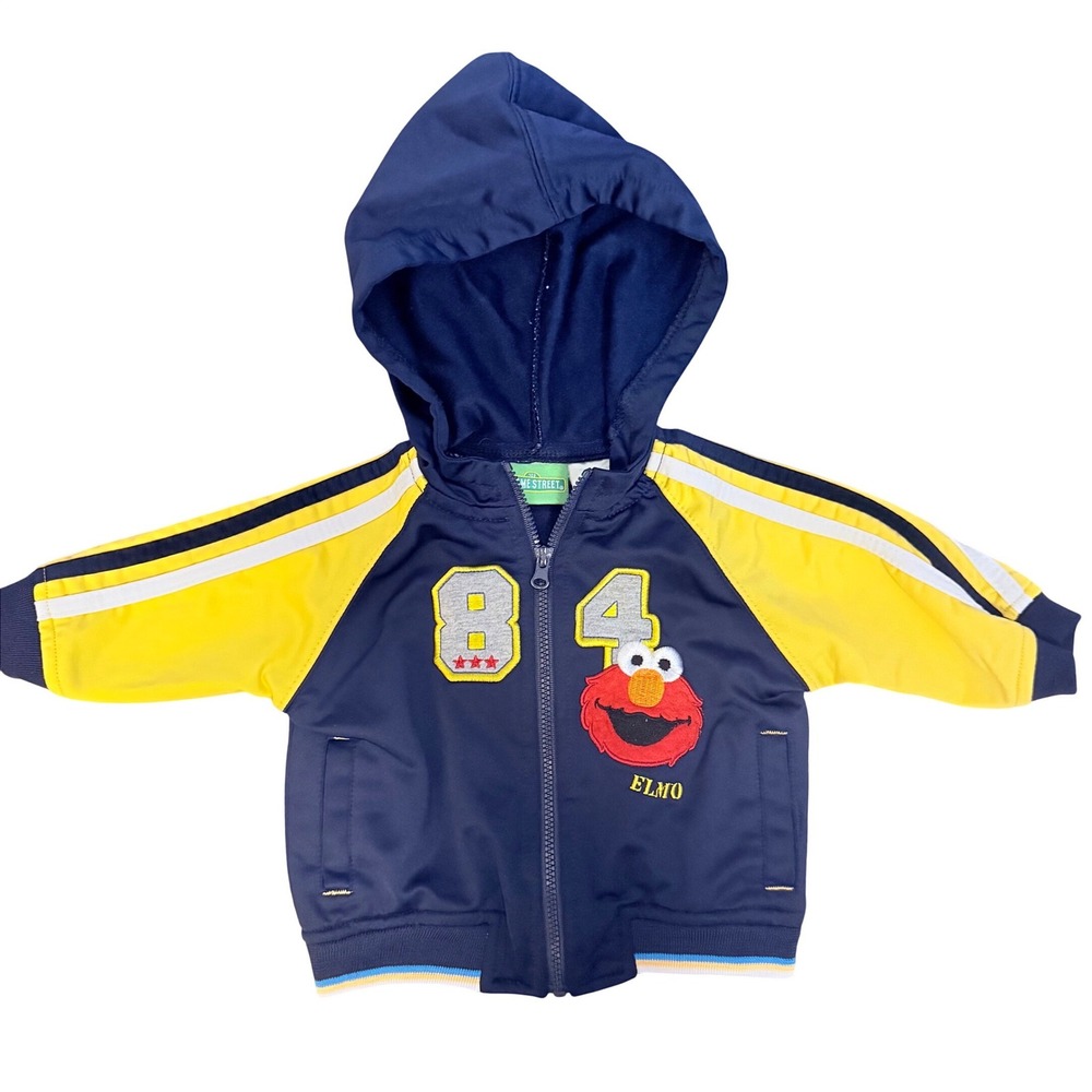 Vintage Sesame Street Elmo Kids Athletic Jacket Y2K Hoodie 2006 Size 3/6 MTHS